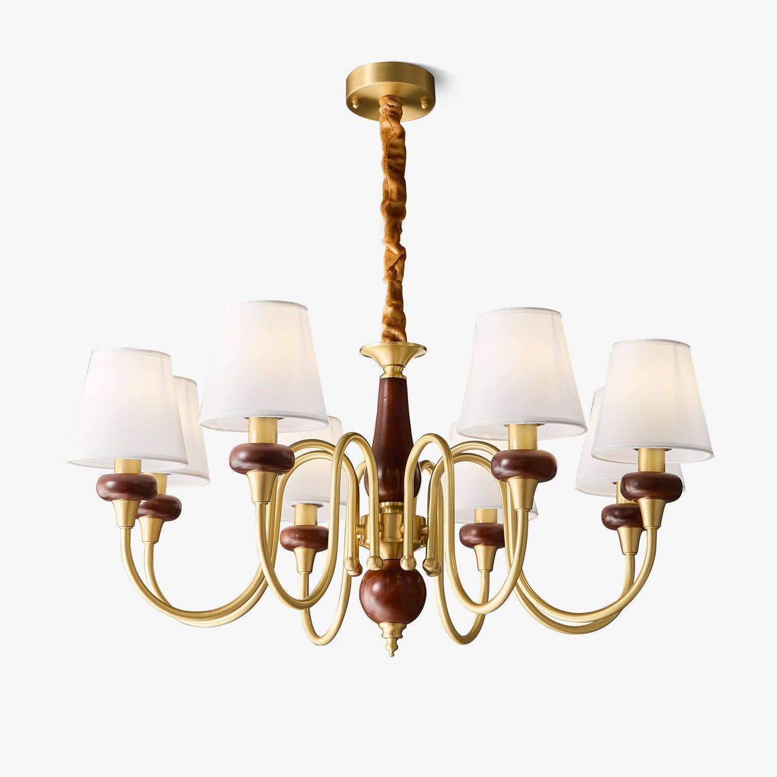 Zovena Classic Elegance Vintage Fabric Wood Chandelier-Neutral Decor