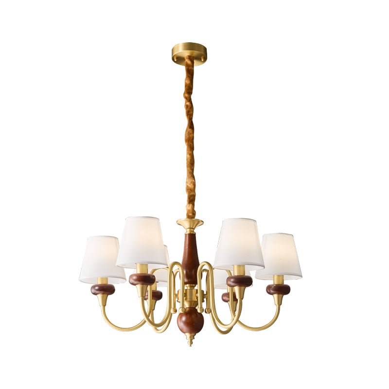 Zovena Classic Elegance Vintage Fabric Wood Chandelier-Neutral Decor