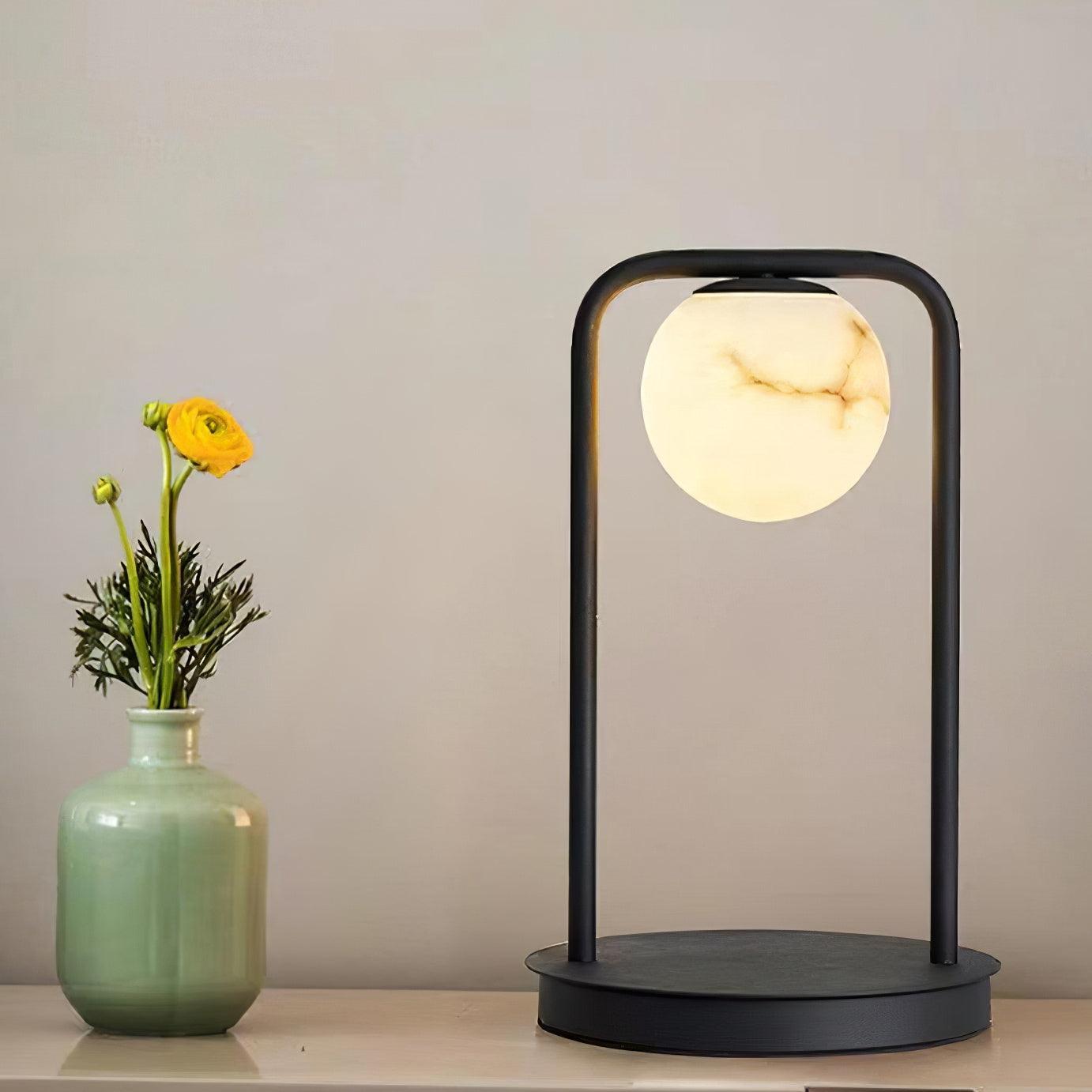 Ulrinus Arch Alabaster Table Lamp-Neutral Decor