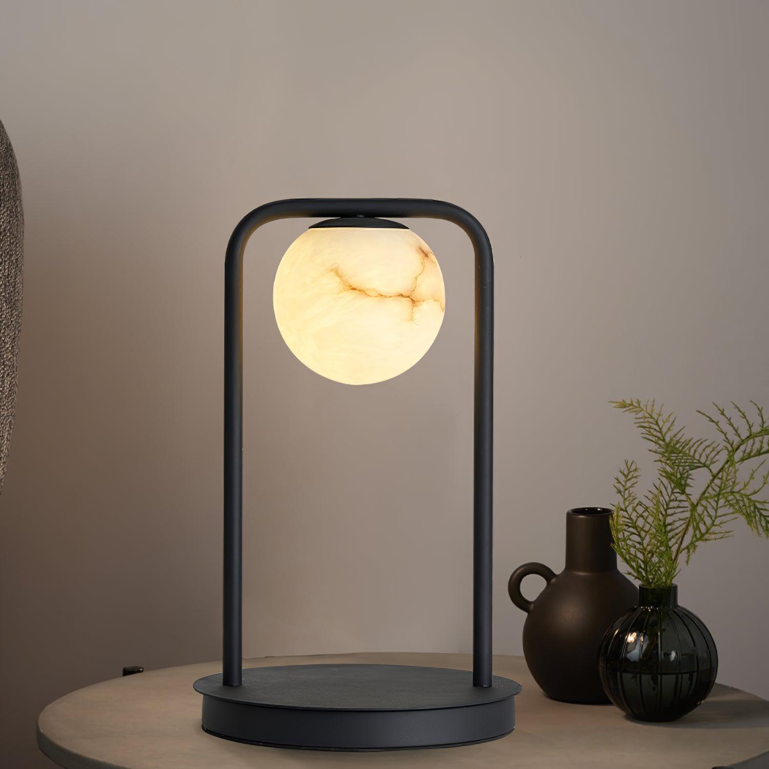 Ulrinus Arch Alabaster Table Lamp-Neutral Decor