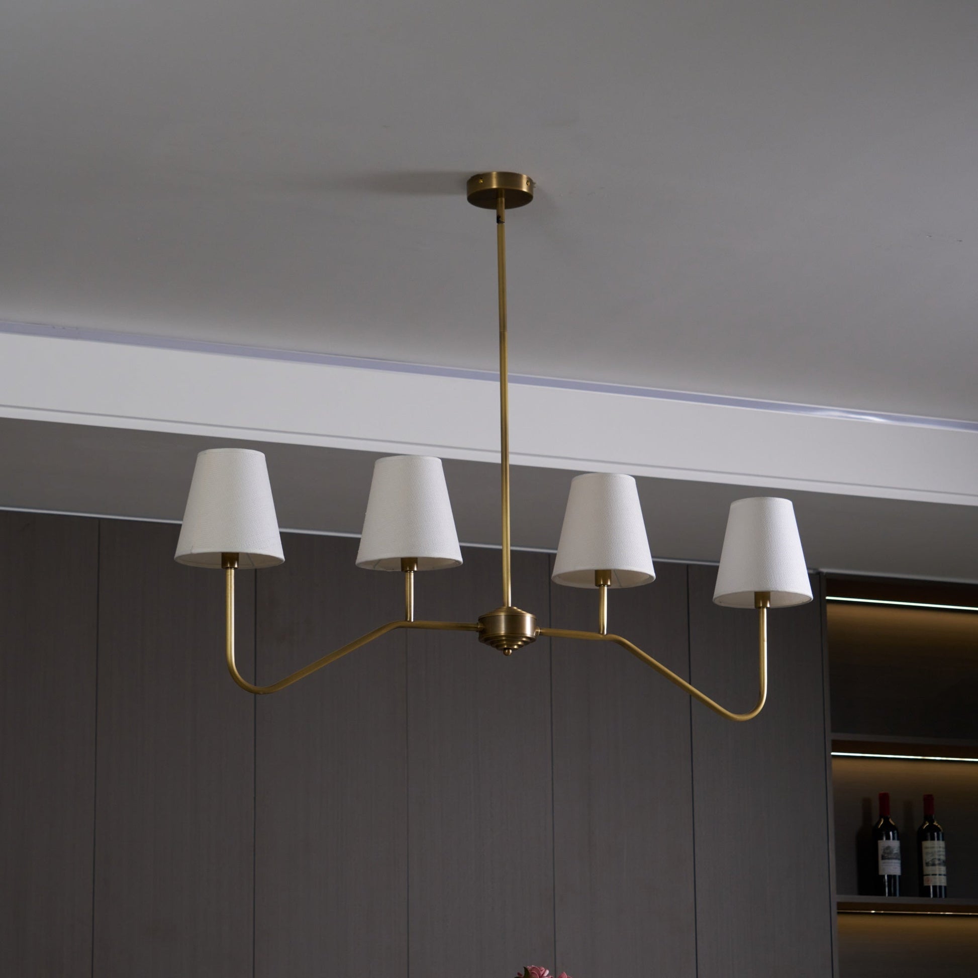 Lustra Chandelier Brass Curved Beige Linear-Neutral Decor