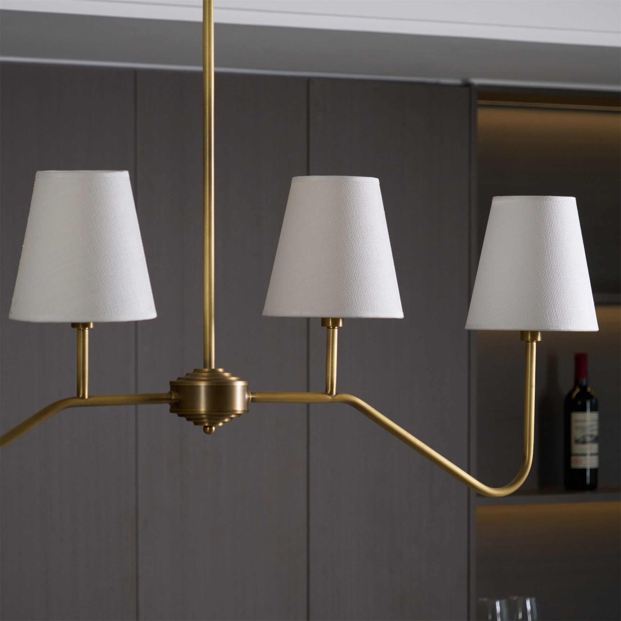 Lustra Chandelier Brass Curved Beige Linear-Neutral Decor