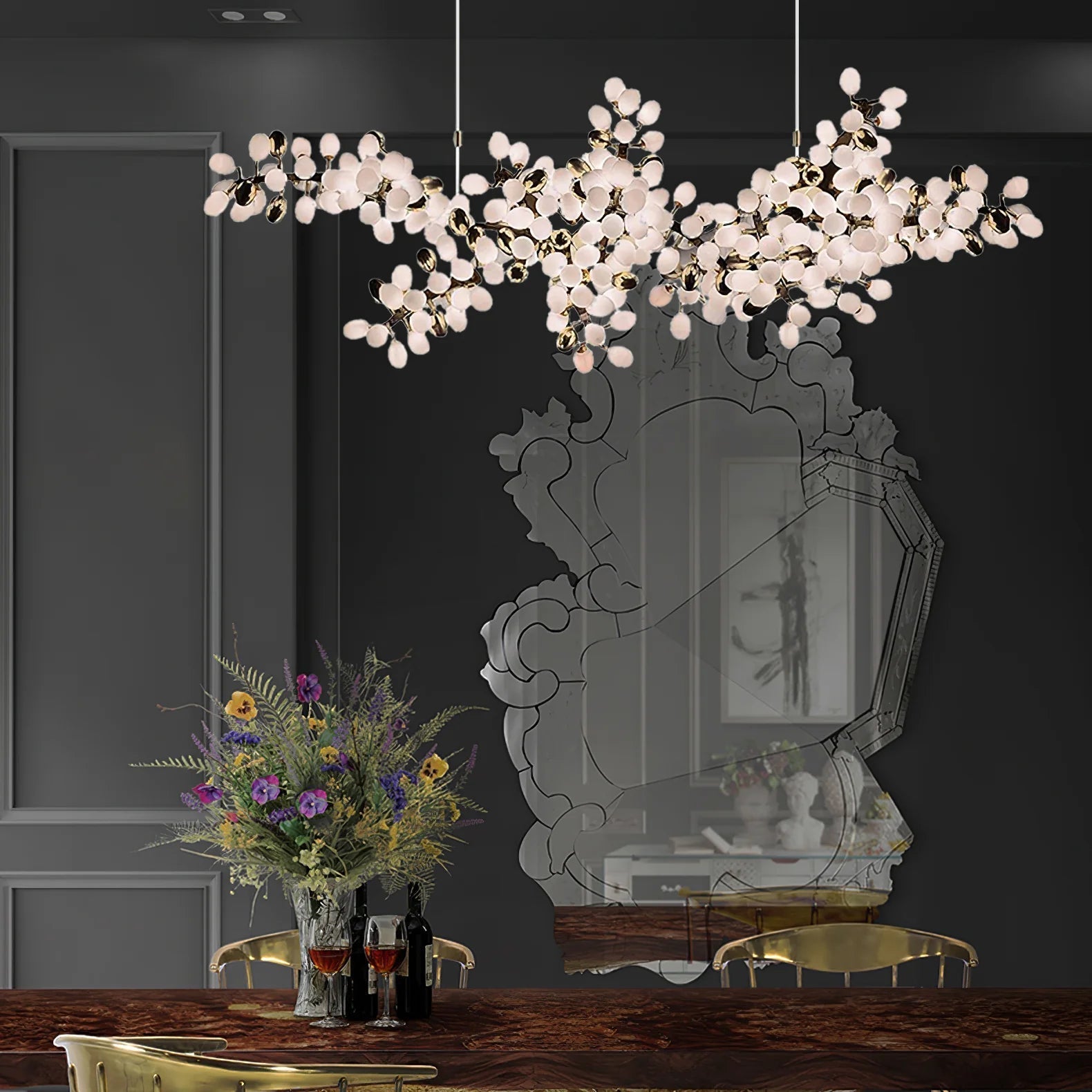 Aldo Elegant Droplet Glass Chandelier-Neutral Decor