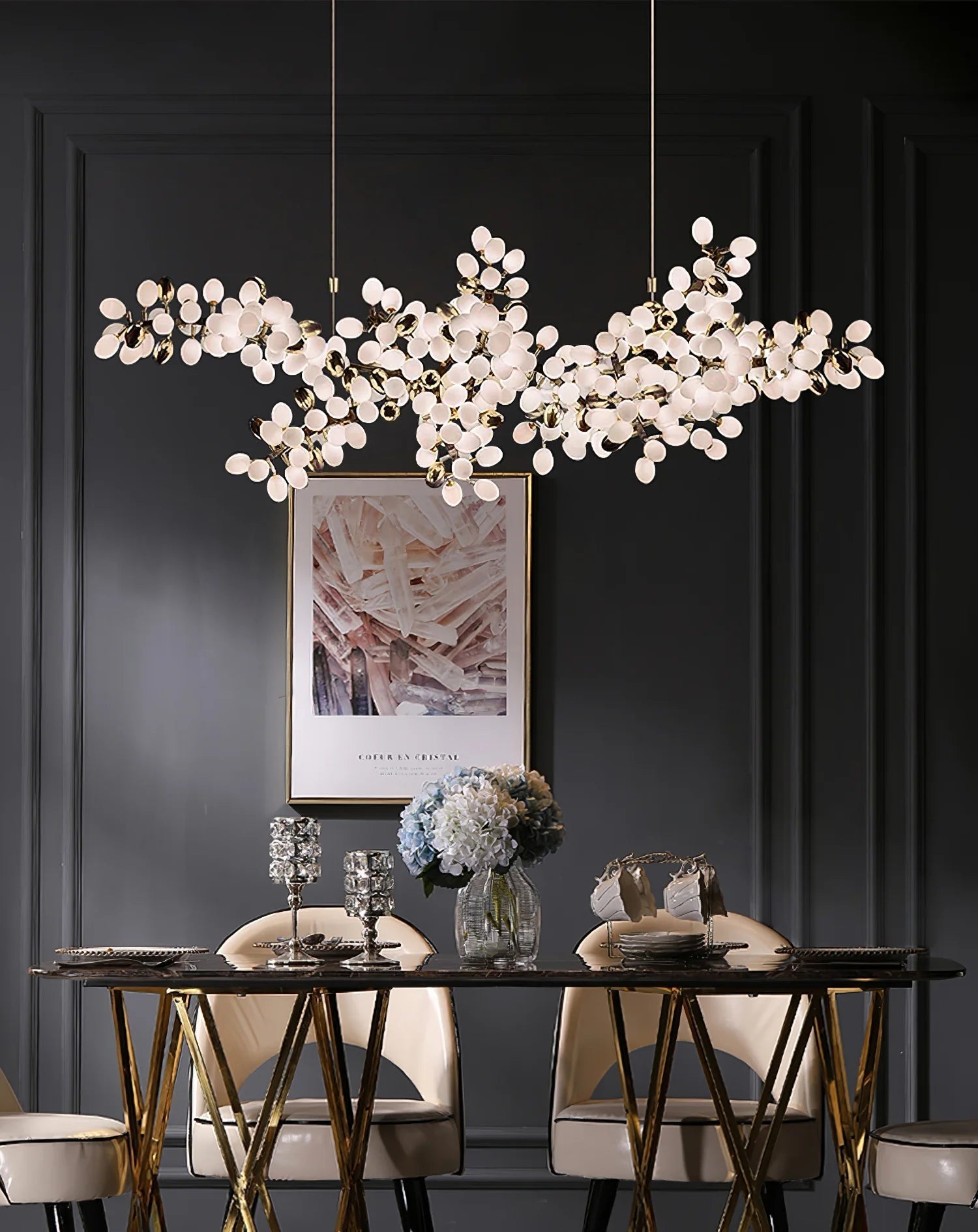 Aldo Elegant Droplet Glass Chandelier-Neutral Decor