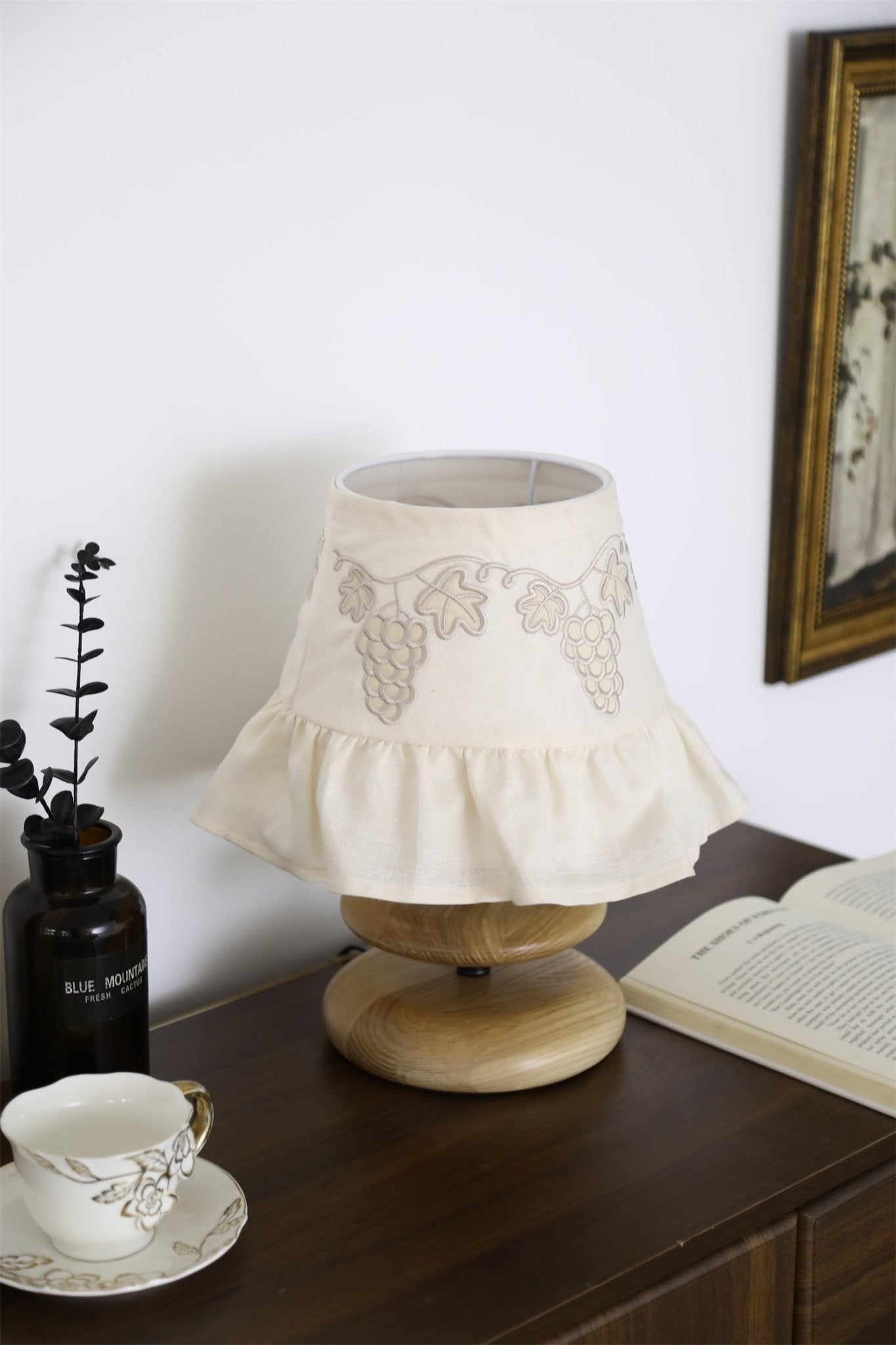 Grape Embroidery Table Lamp-Neutral Decor