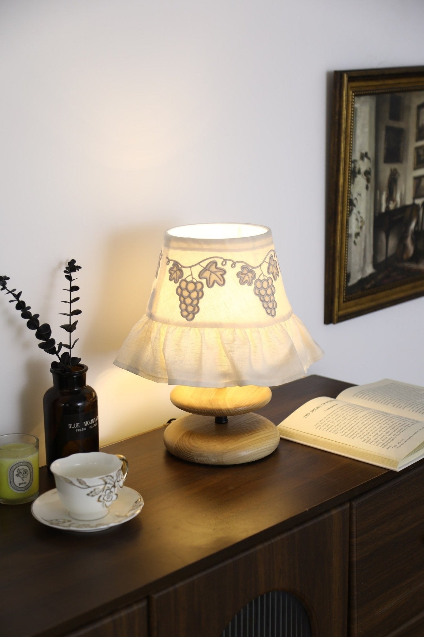 Grape Embroidery Table Lamp-Neutral Decor