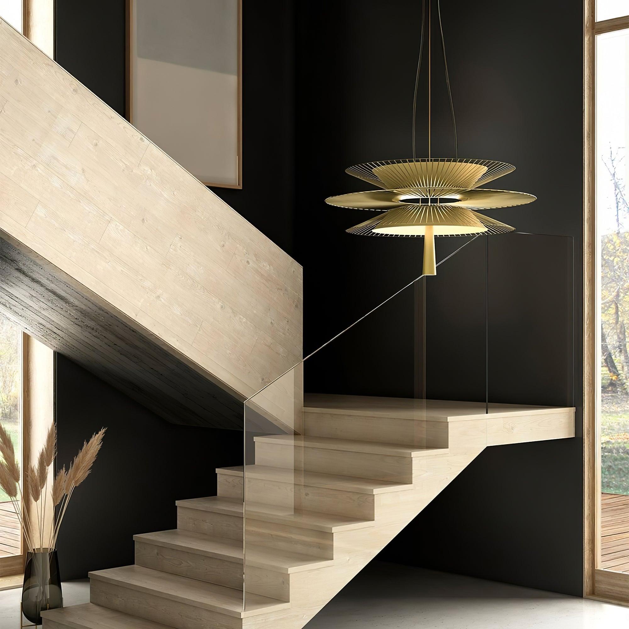Chandelier Sculptural Layered Wire Frame Statement Bold Modern Centerpiece
