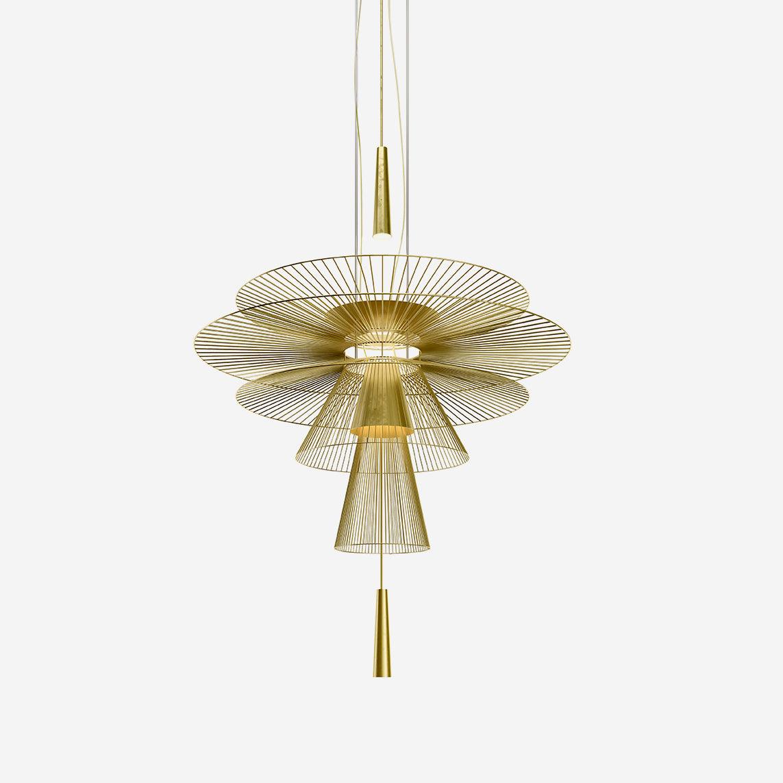Chandelier Sculptural Layered Wire Frame Statement Bold Modern Centerpiece