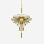 Chandelier Sculptural Layered Wire Frame Statement Bold Modern Centerpiece