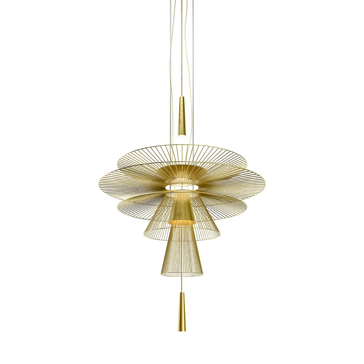 Chandelier Sculptural Layered Wire Frame Statement Bold Modern Centerpiece