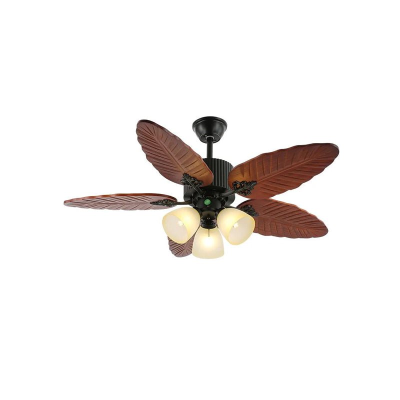 Elara Tropical Wood Glass Ceiling Fan Light-Neutral Decor