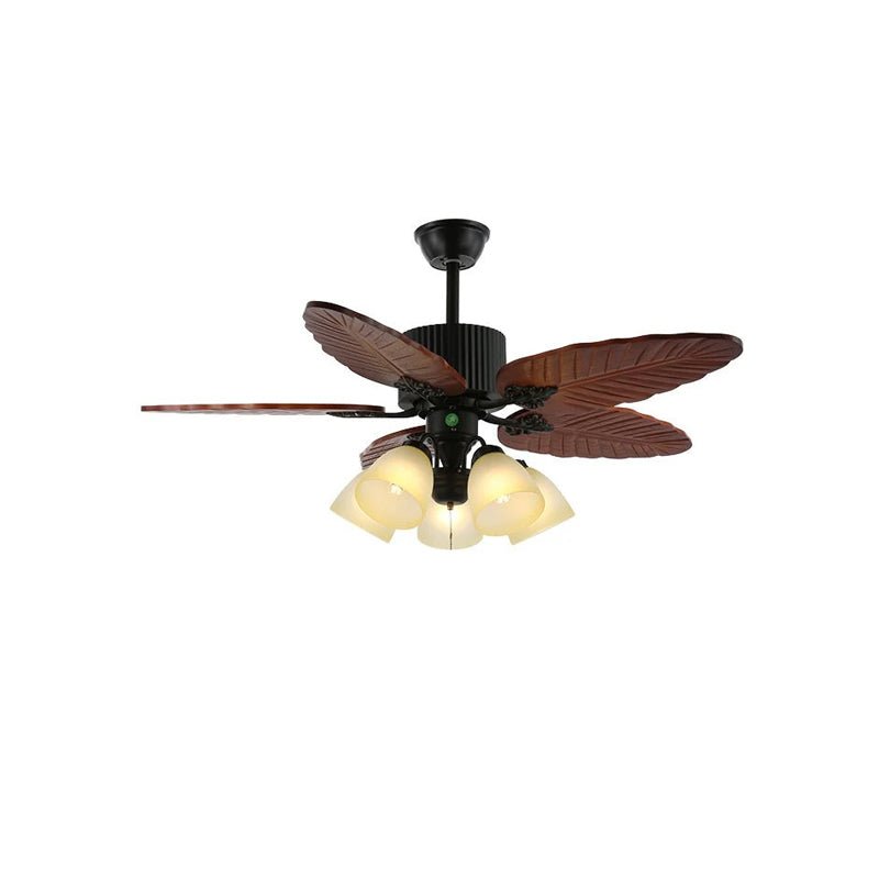 Elara Tropical Wood Glass Ceiling Fan Light-Neutral Decor