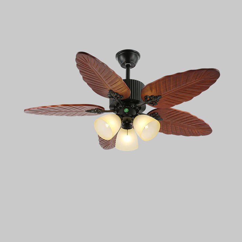 Elara Tropical Wood Glass Ceiling Fan Light-Neutral Decor