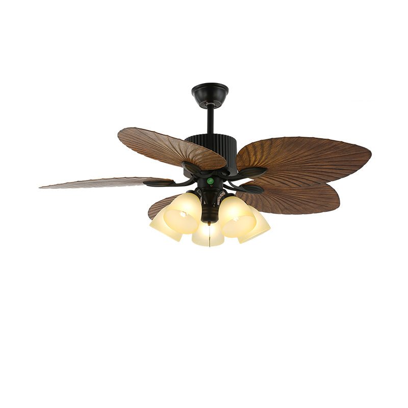 Vase Tropical Wood Ceiling Fan Light-Neutral Decor