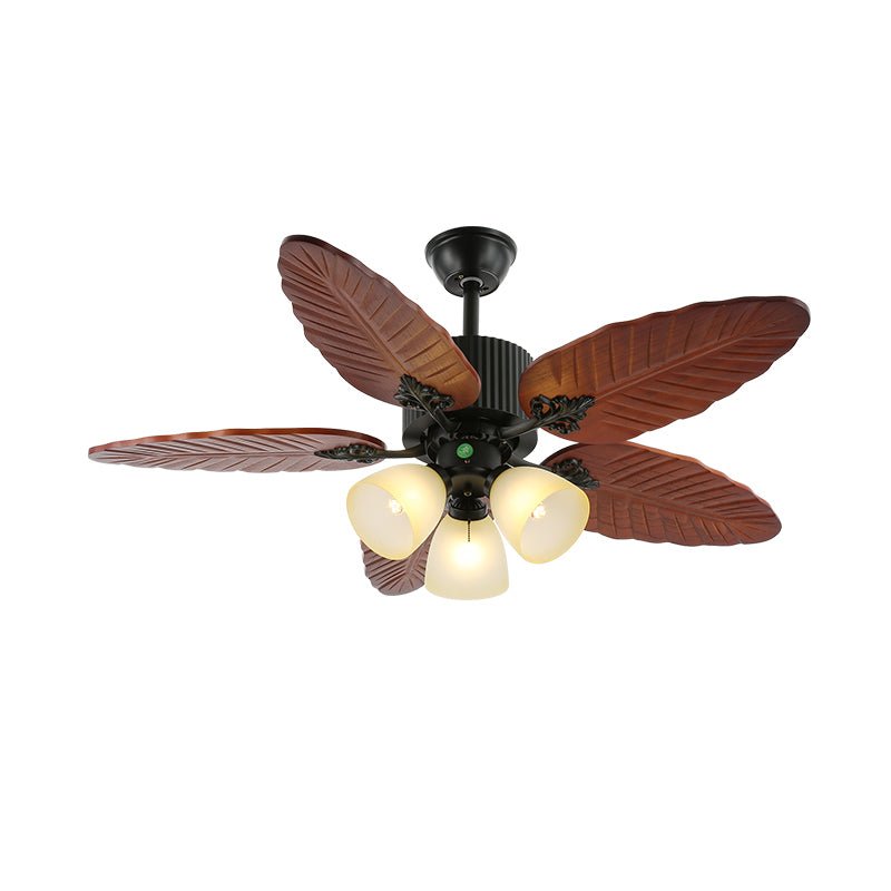 Elara Tropical Wood Glass Ceiling Fan Light-Neutral Decor