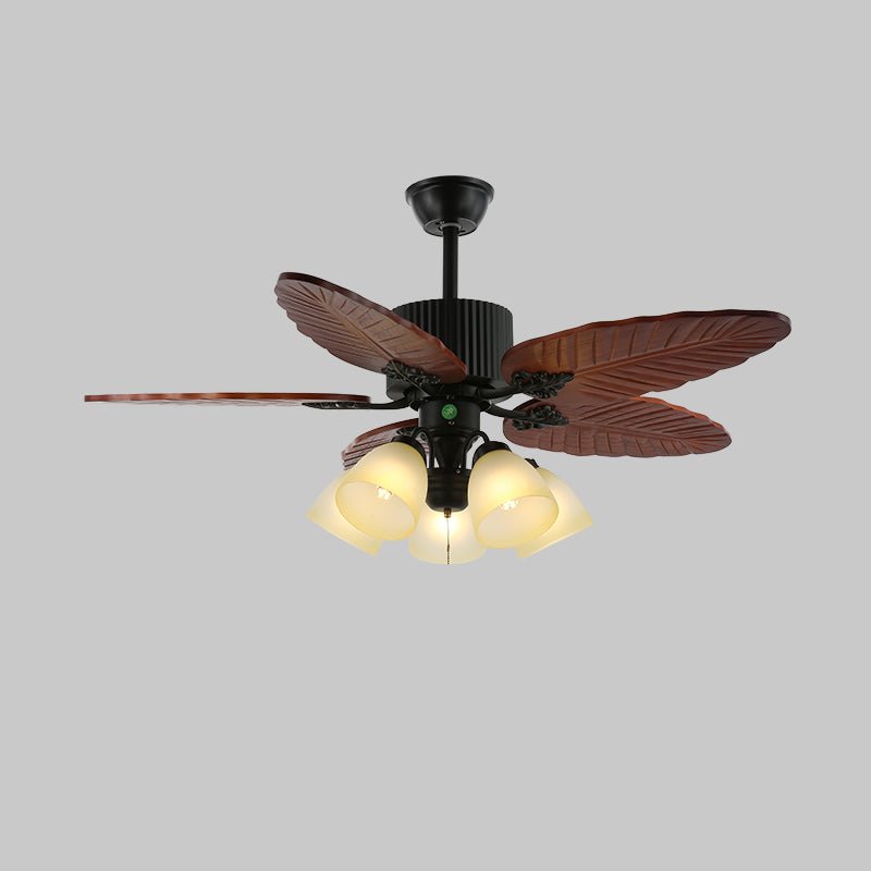 Elara Tropical Wood Glass Ceiling Fan Light-Neutral Decor