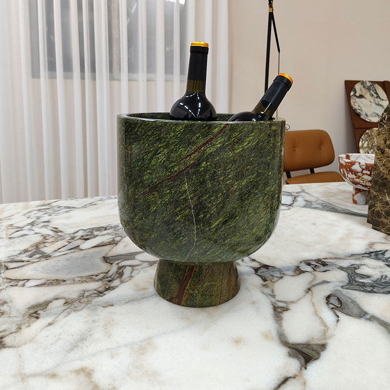 Flima Elegant Green Marble Sculptural Decorative Interior Bowl-Neutral Decor