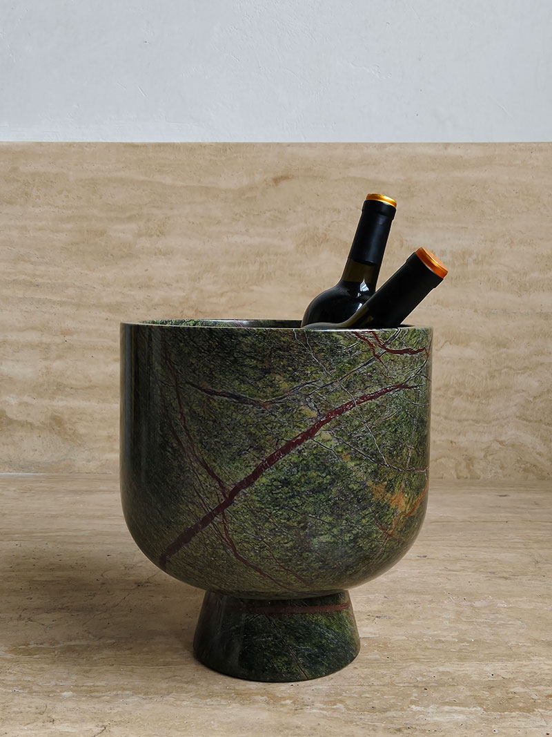 Flima Elegant Green Marble Sculptural Decorative Interior Bowl-Neutral Decor