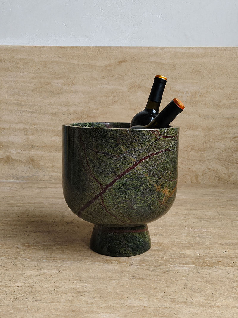 Flima Elegant Green Marble Sculptural Decorative Interior Bowl-Neutral Decor