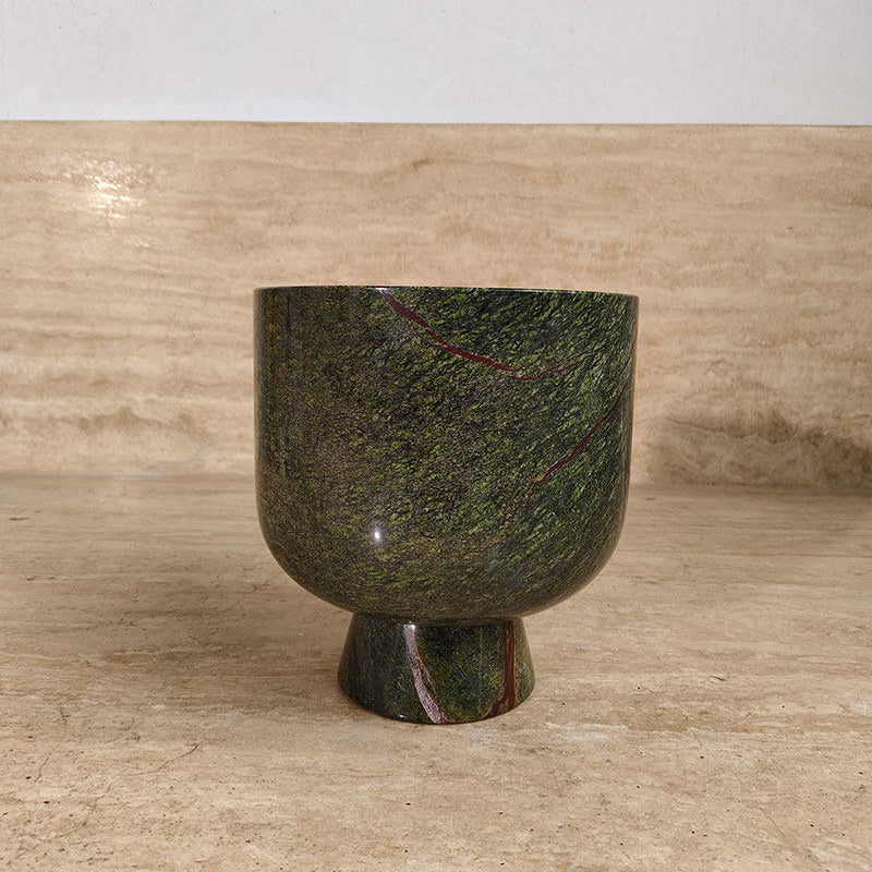 Flima Elegant Green Marble Sculptural Decorative Interior Bowl-Neutral Decor