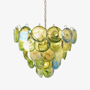 Aurora Chandelier Green Murano Glass Disc Contemporary-Neutral Decor
