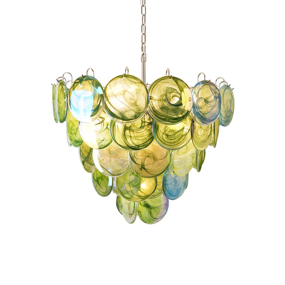Aurora Chandelier Green Murano Glass Disc Contemporary-Neutral Decor