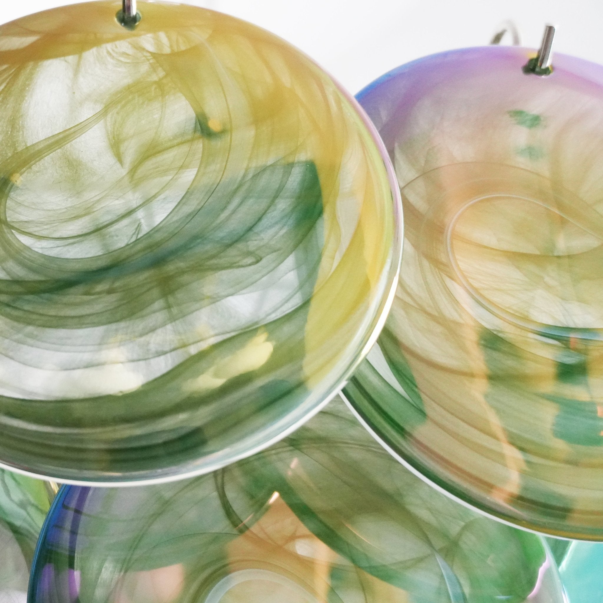 Aurora Chandelier Green Murano Glass Disc Contemporary-Neutral Decor
