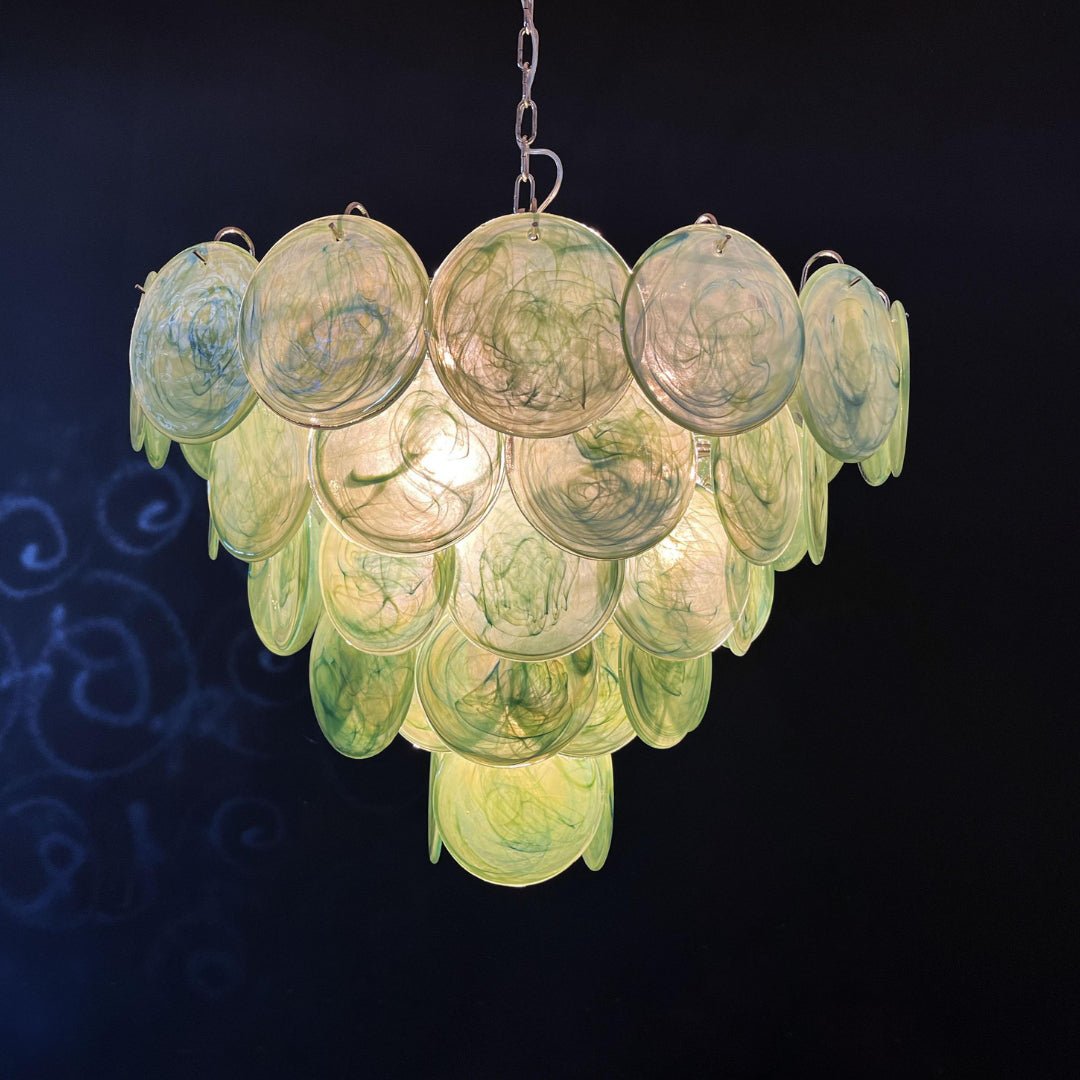 Aurora Chandelier Green Murano Glass Disc Contemporary-Neutral Decor