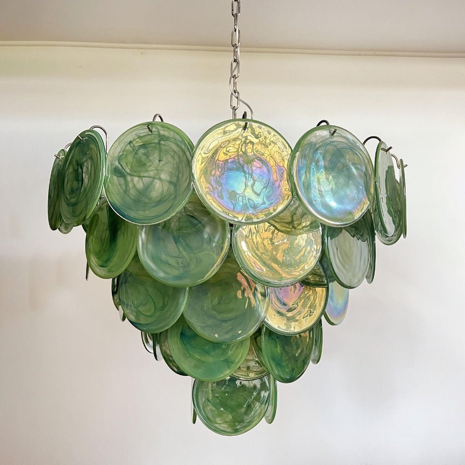 Aurora Chandelier Green Murano Glass Disc Contemporary-Neutral Decor