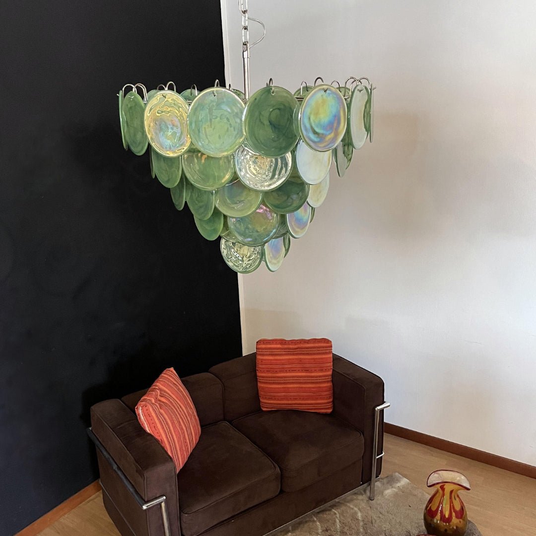 Aurora Chandelier Green Murano Glass Disc Contemporary-Neutral Decor