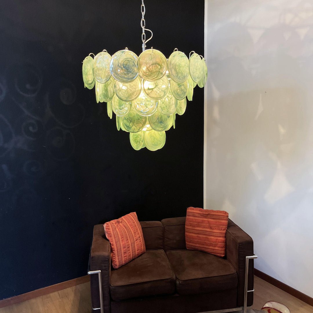 Aurora Chandelier Green Murano Glass Disc Contemporary-Neutral Decor