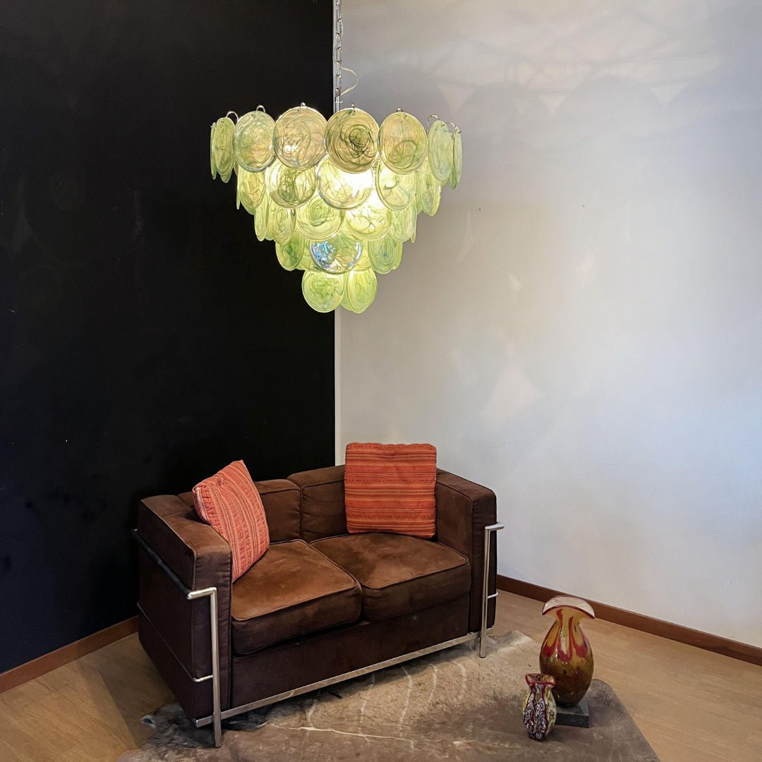 Aurora Chandelier Green Murano Glass Disc Contemporary-Neutral Decor