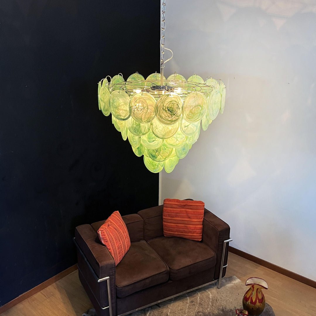 Aurora Chandelier Green Murano Glass Disc Contemporary-Neutral Decor
