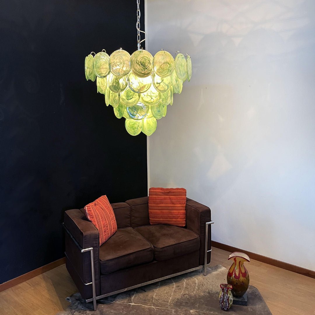 Aurora Chandelier Green Murano Glass Disc Contemporary-Neutral Decor