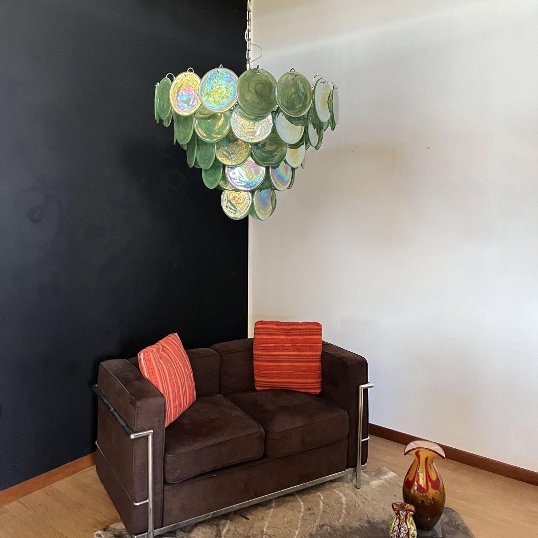 Aurora Chandelier Green Murano Glass Disc Contemporary-Neutral Decor