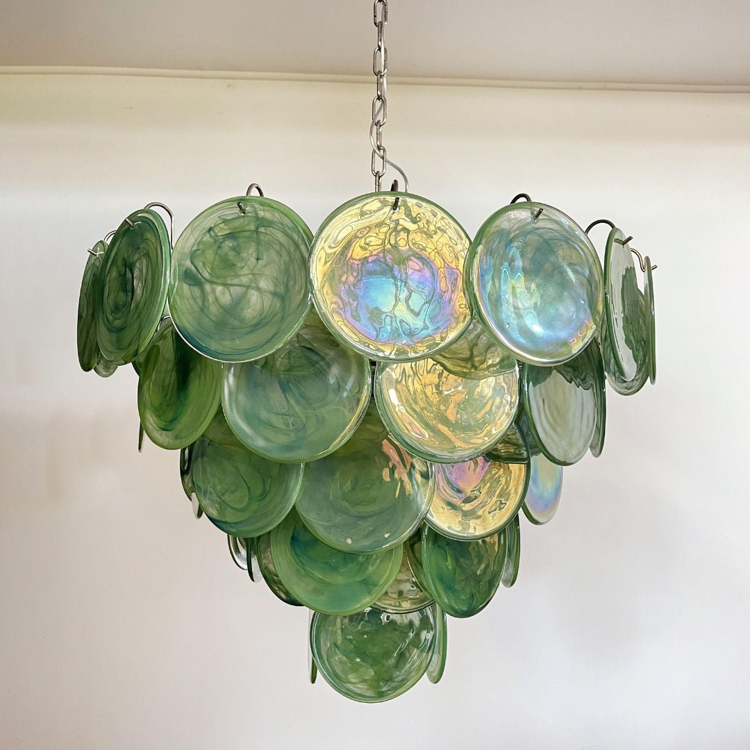 Aurora Chandelier Green Murano Glass Disc Contemporary-Neutral Decor