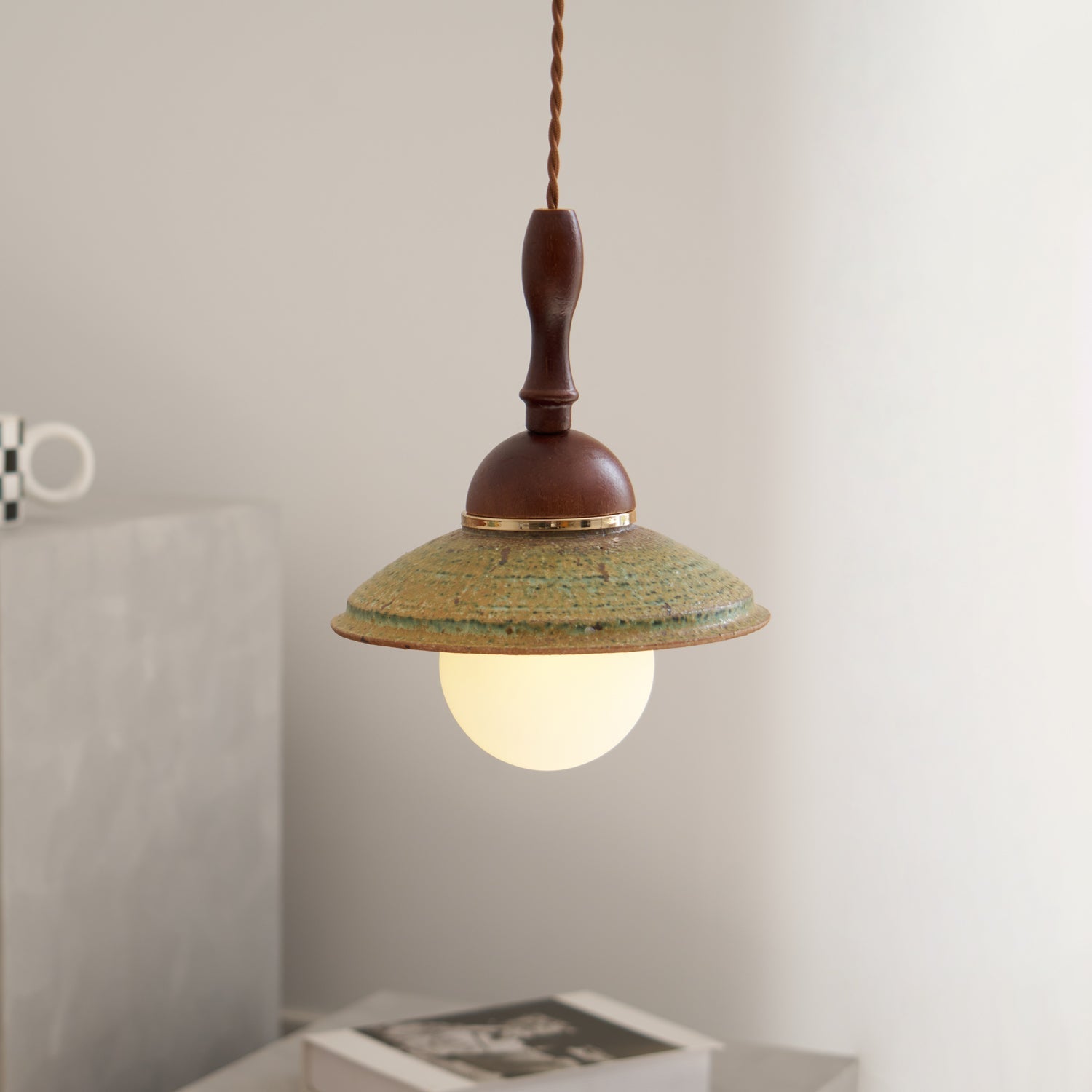 Macell Nordic Art Wood Ceramics Pendant Lamp-Neutral Decor