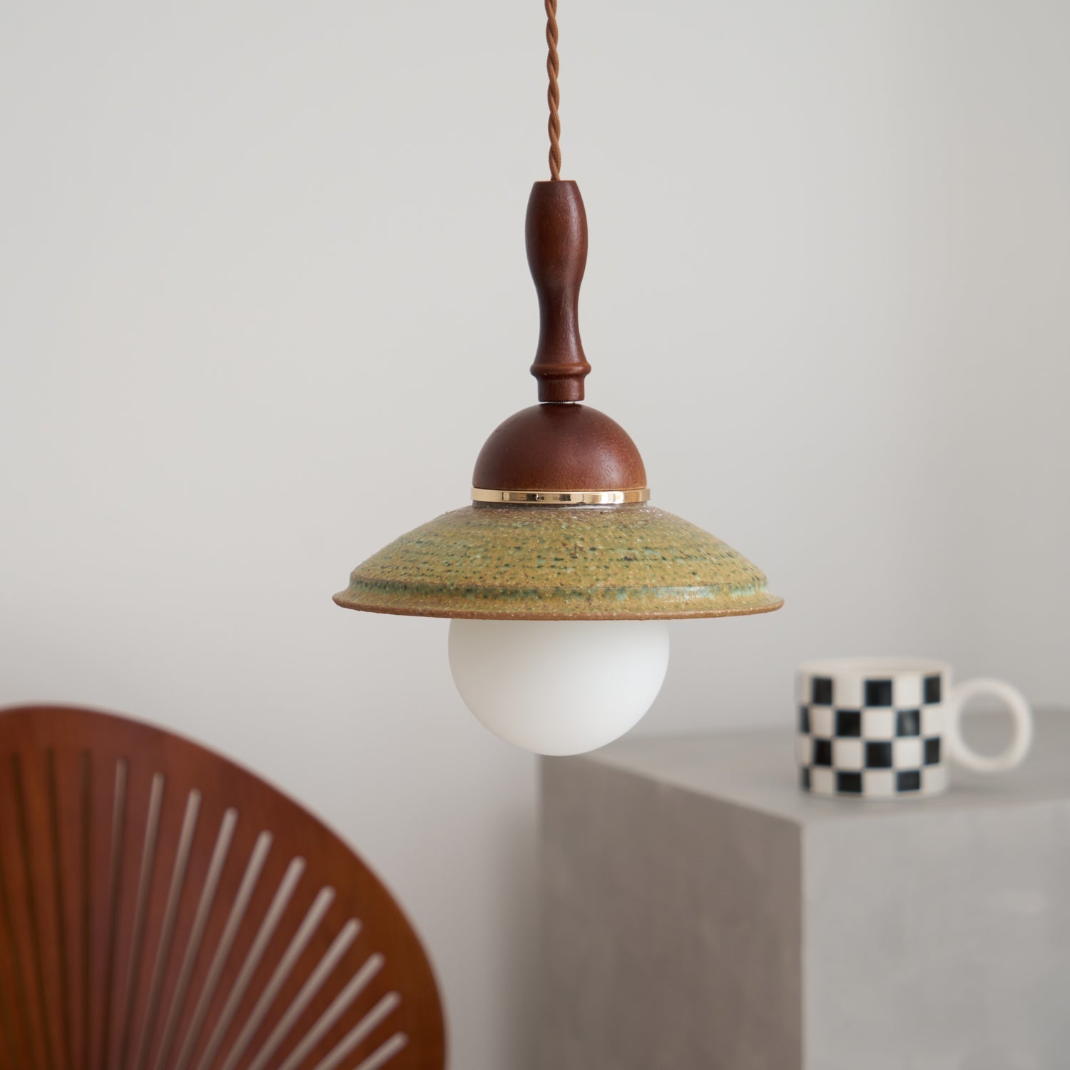 Macell Nordic Art Wood Ceramics Pendant Lamp-Neutral Decor