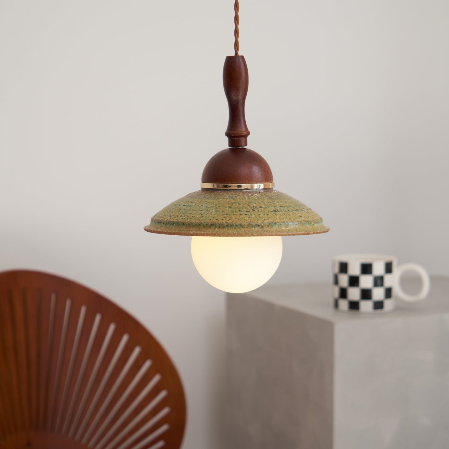 Macell Nordic Art Wood Ceramics Pendant Lamp-Neutral Decor