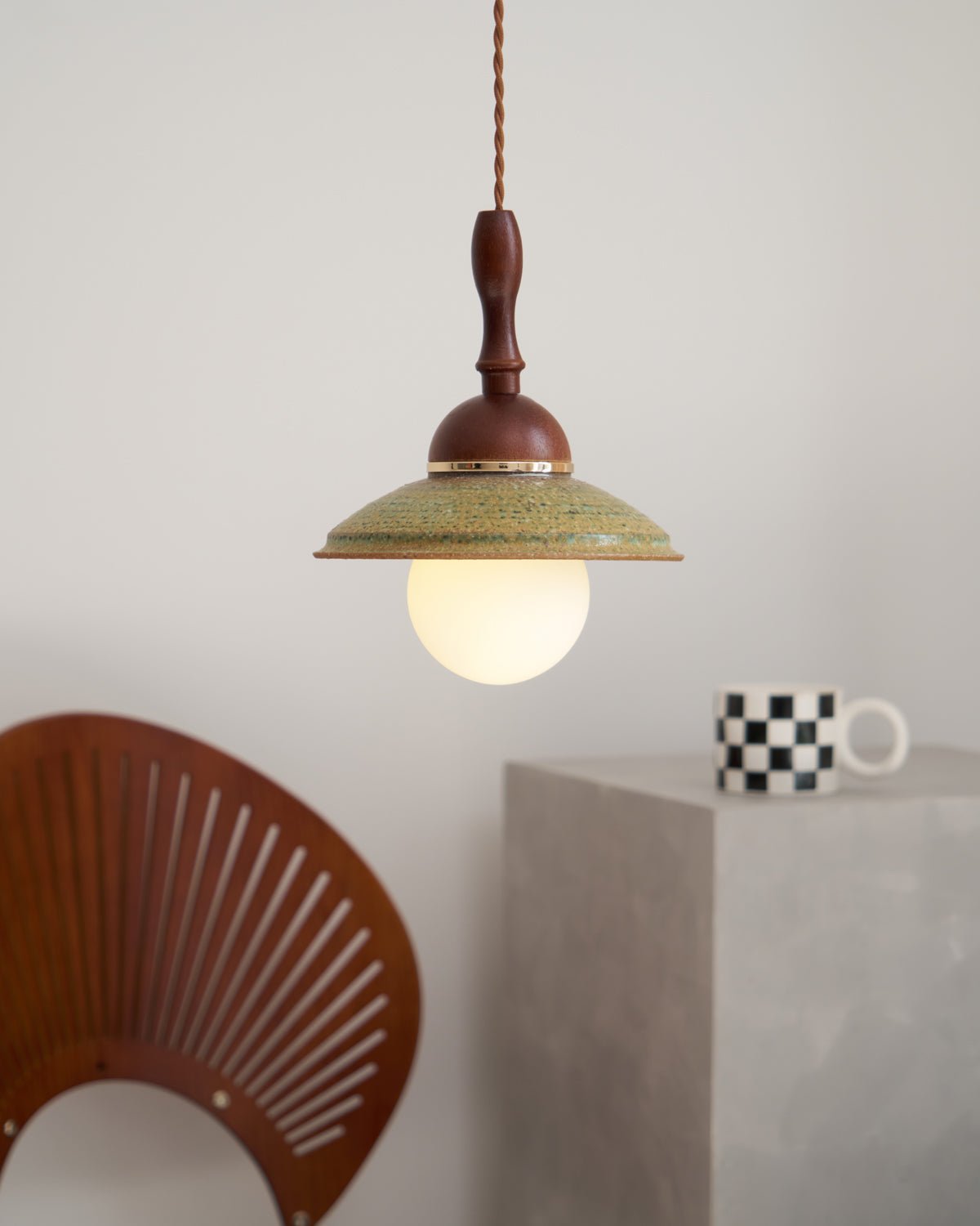 Macell Nordic Art Wood Ceramics Pendant Lamp-Neutral Decor