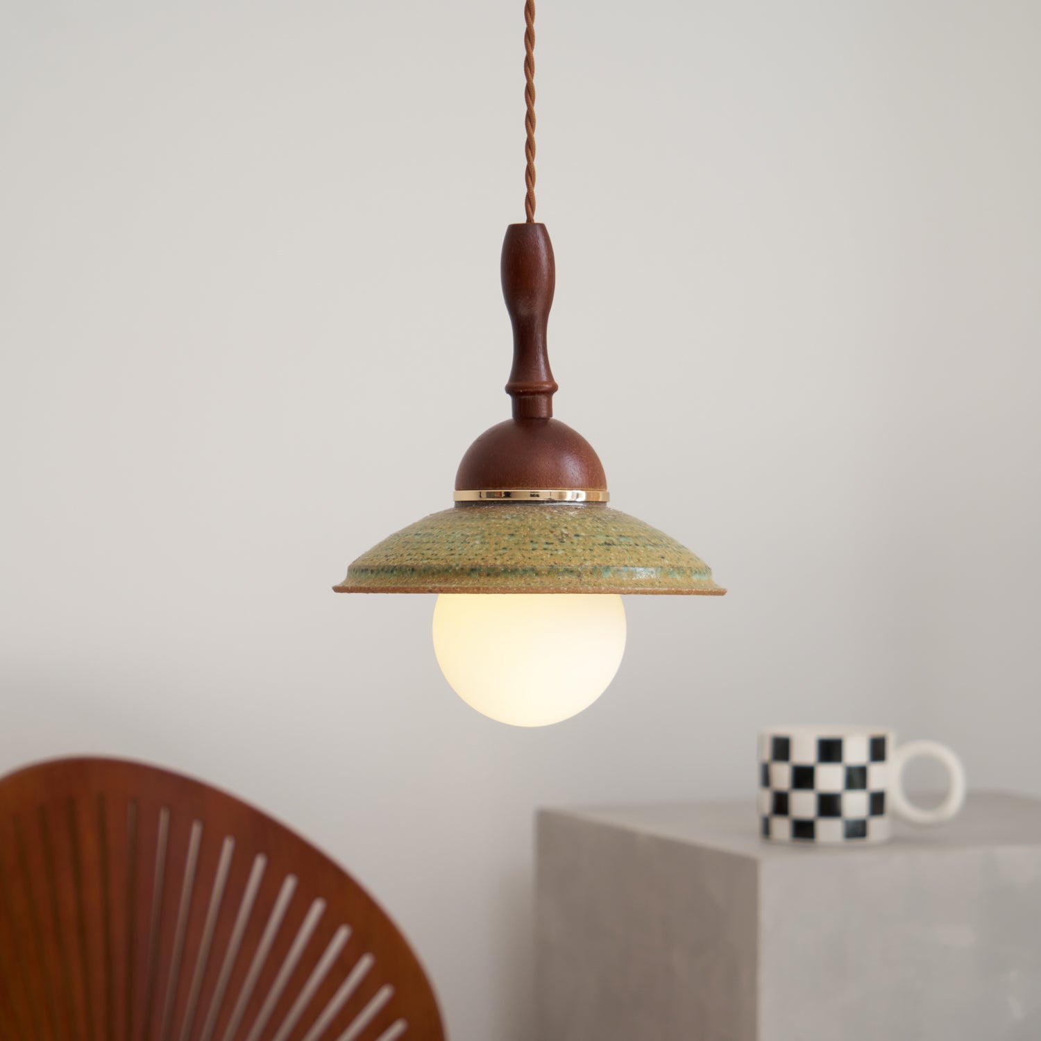 Macell Nordic Art Wood Ceramics Pendant Lamp-Neutral Decor