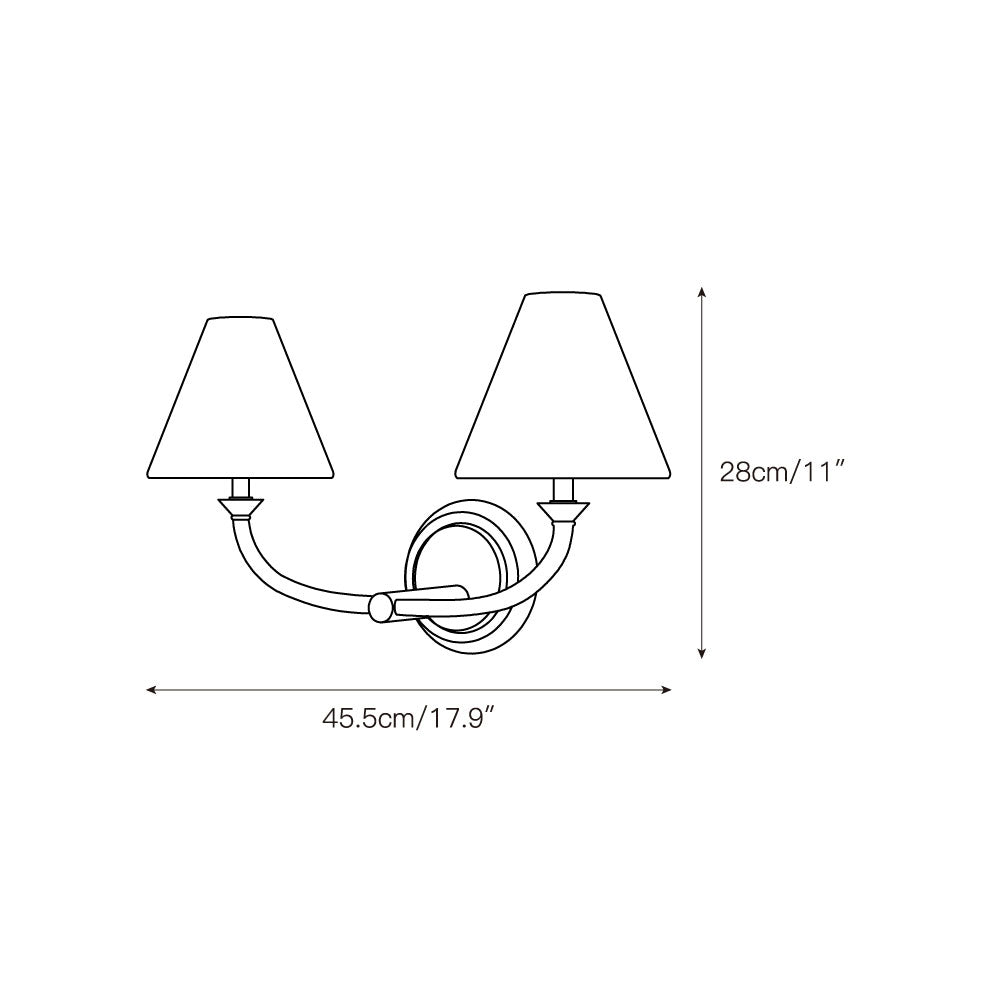 Three-headed Greta Brass Wall Lamp, front view.
