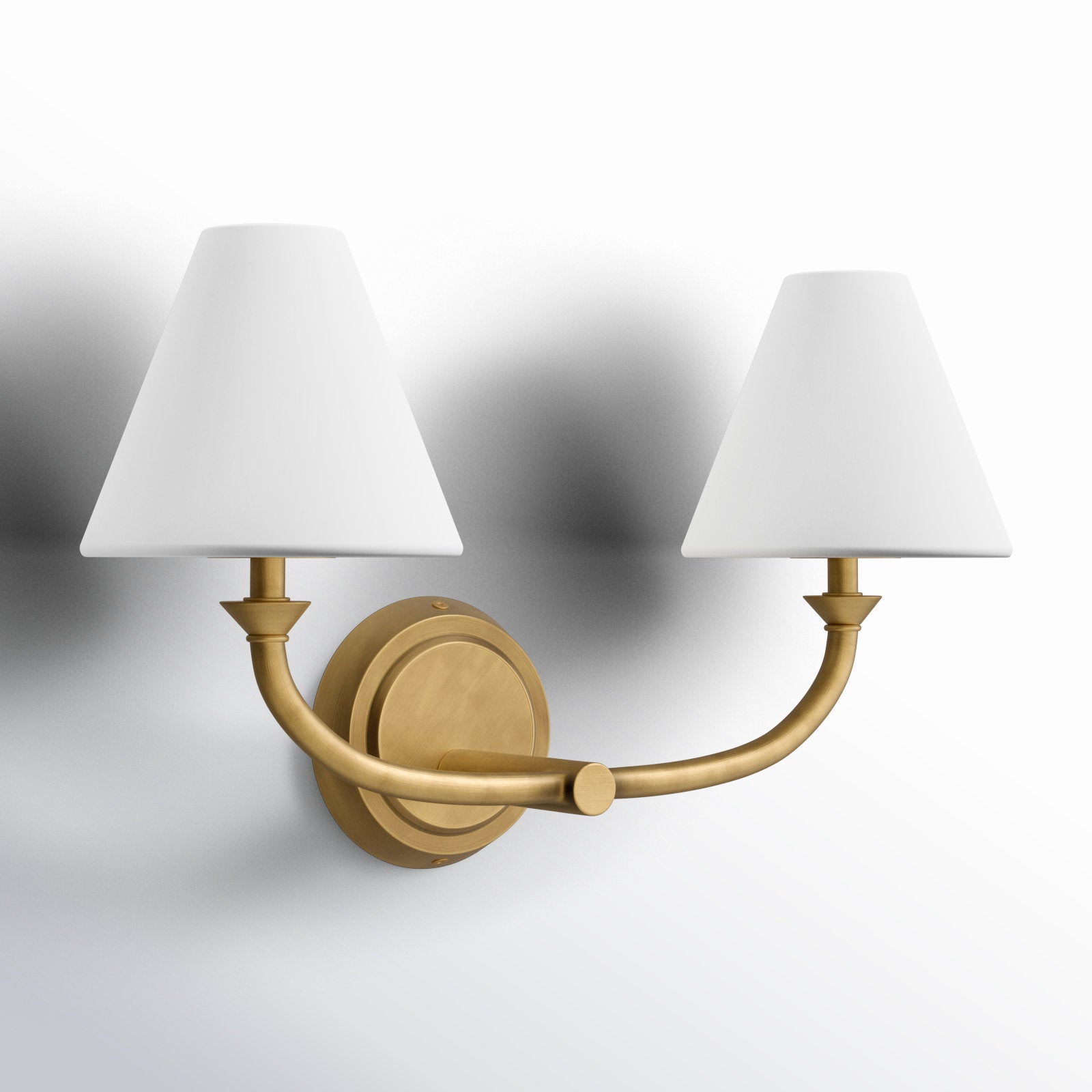 Dimensional drawing of the three-headed Greta Wall Lamp.
