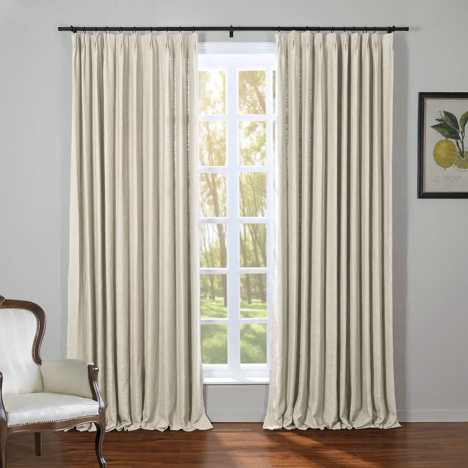 Kelly Flax Linen Curtains & Drapes Pleated-Neutral Decor