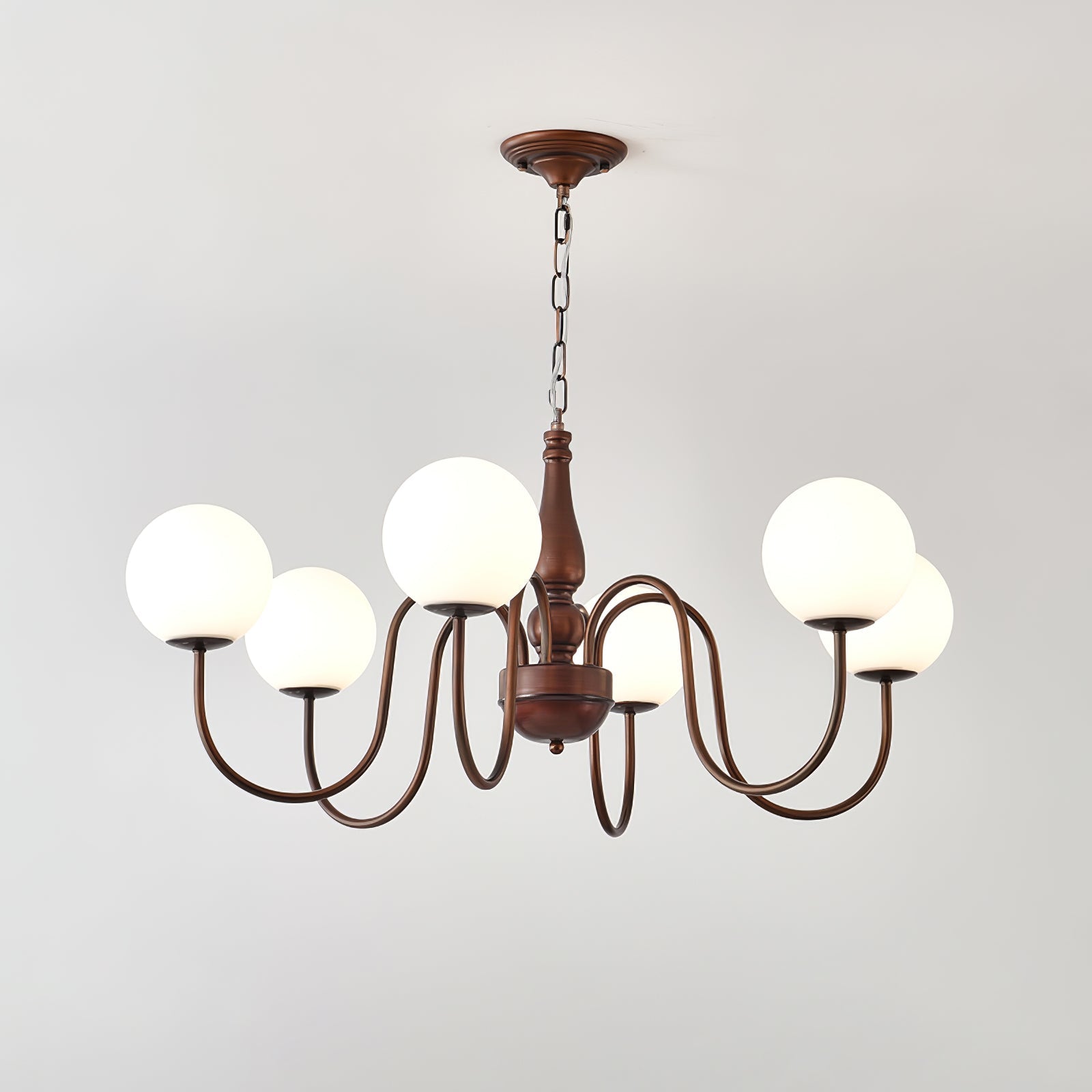 Grelor Chandelier Copper & Glass Grove Ball-Neutral Decor