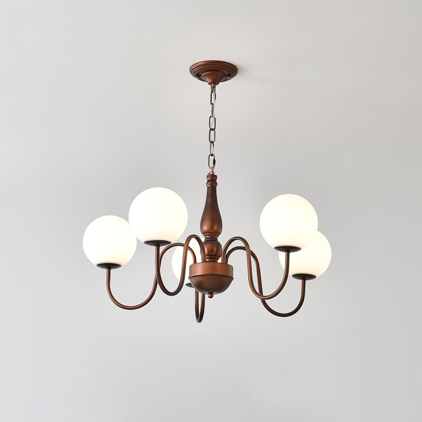 Grelor Chandelier Copper & Glass Grove Ball-Neutral Decor