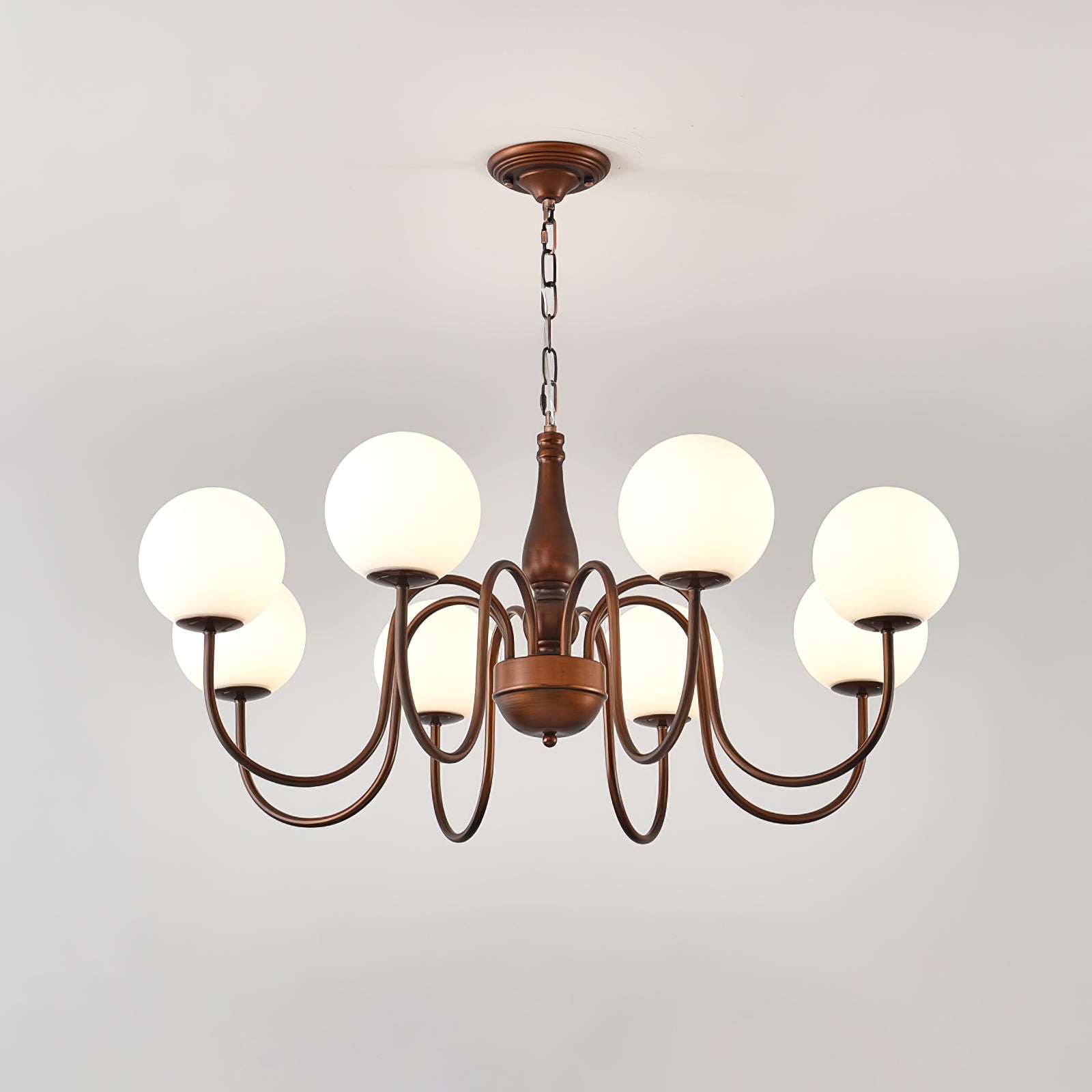 Grelor Chandelier Copper & Glass Grove Ball-Neutral Decor