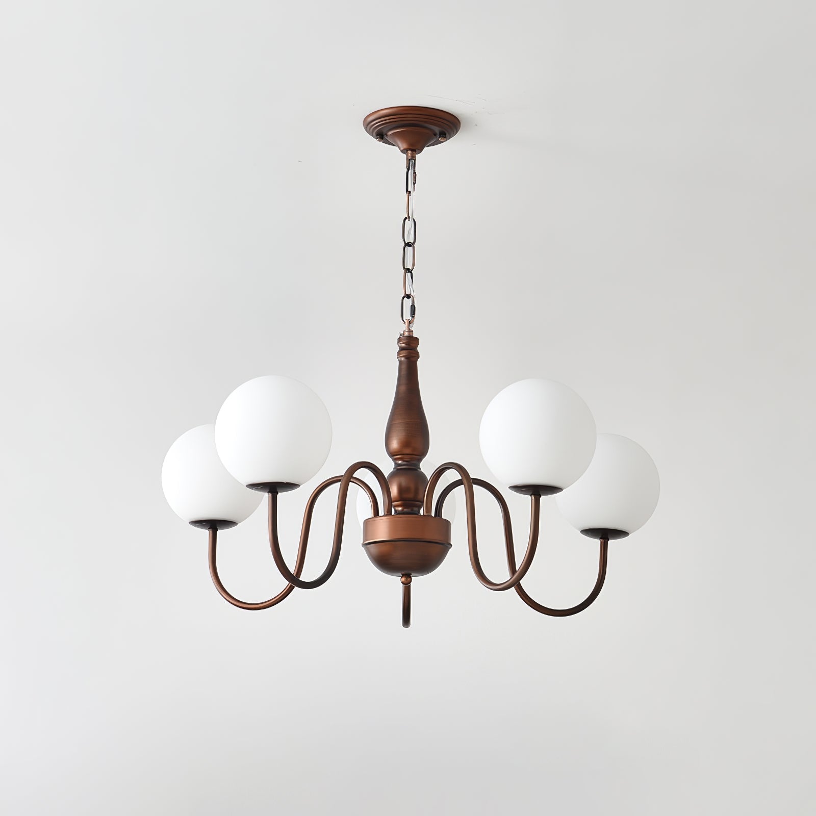 Grelor Chandelier Copper & Glass Grove Ball-Neutral Decor