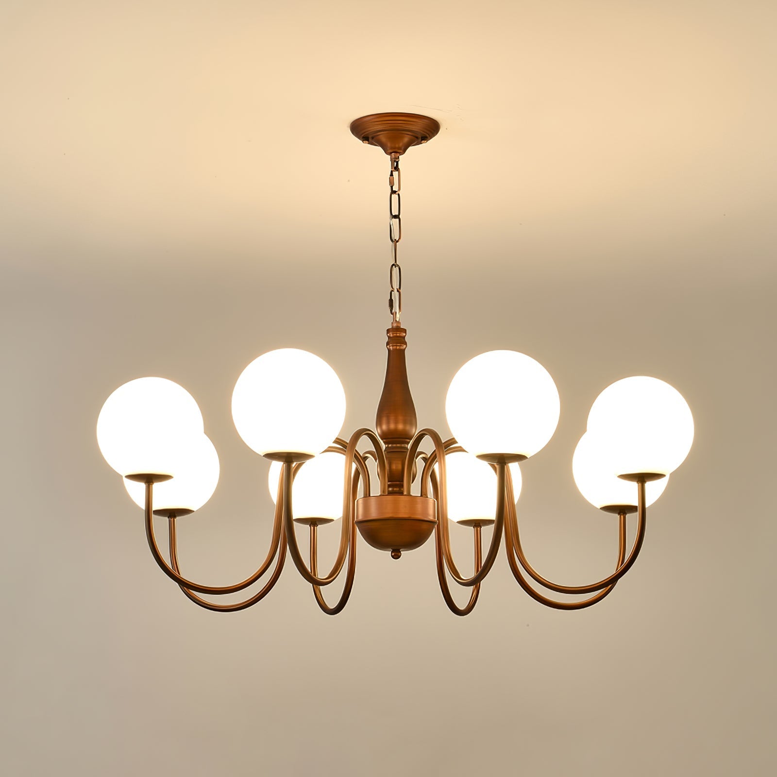 Grelor Chandelier Copper & Glass Grove Ball-Neutral Decor