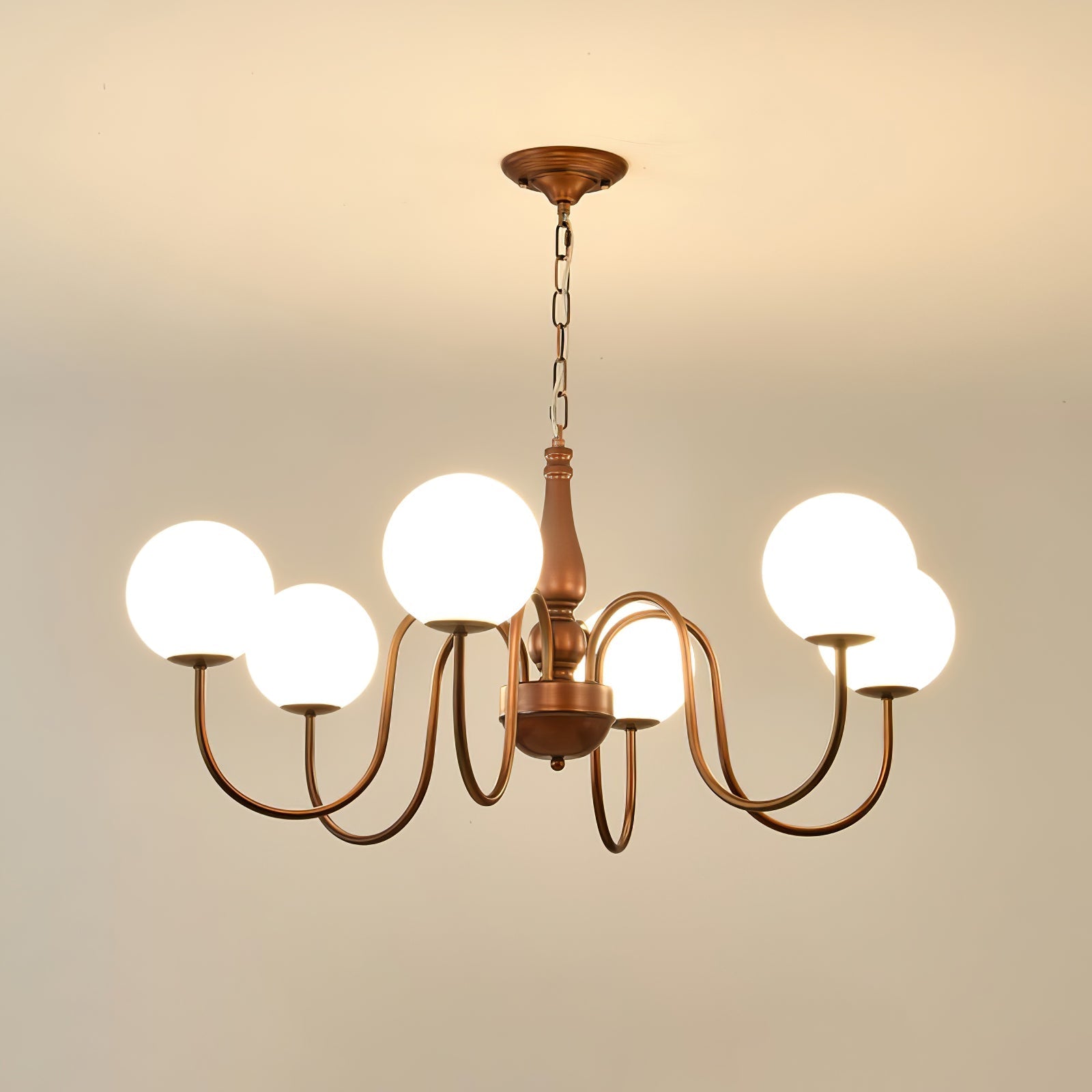 Grelor Chandelier Copper & Glass Grove Ball-Neutral Decor